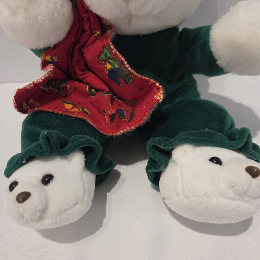 Vintage Rare Commonwealth Christmas Teddy Bear with Slippers & Blankie 11" - Picture 3 of 6